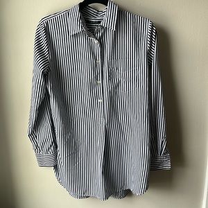 LAUREN RALPH LAUREN Navy and White Stripe Blouse